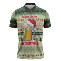 Merry Drunk I'm Christmas Zipper Polo Shirt Xmas Holiday Patterns - Wonder Print Shop