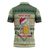 Merry Drunk I'm Christmas Zipper Polo Shirt Xmas Holiday Patterns - Wonder Print Shop