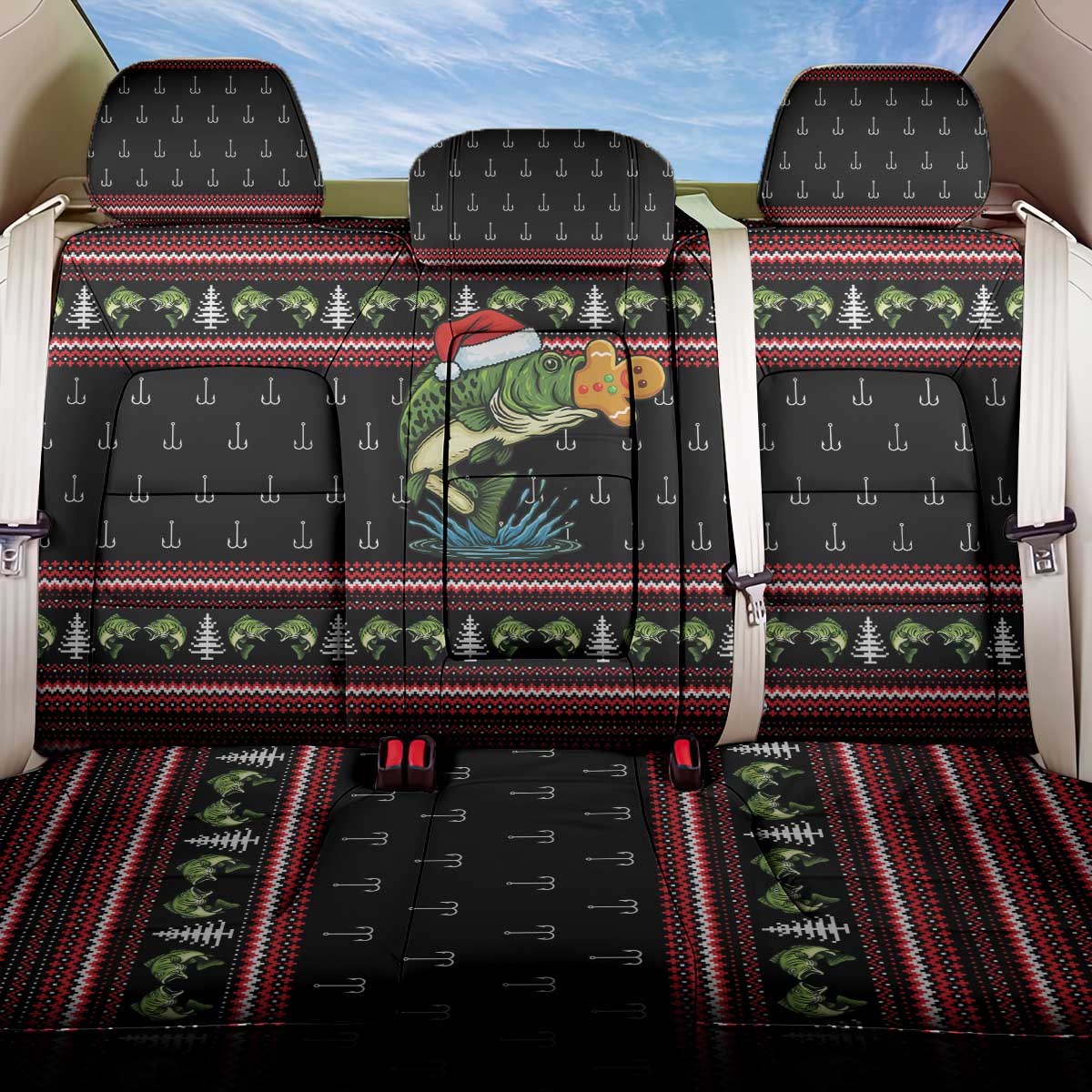 Merry Fishmas Christmas Back Car Seat Cover Xmas Holiday Patterns - Wonder Print Shop