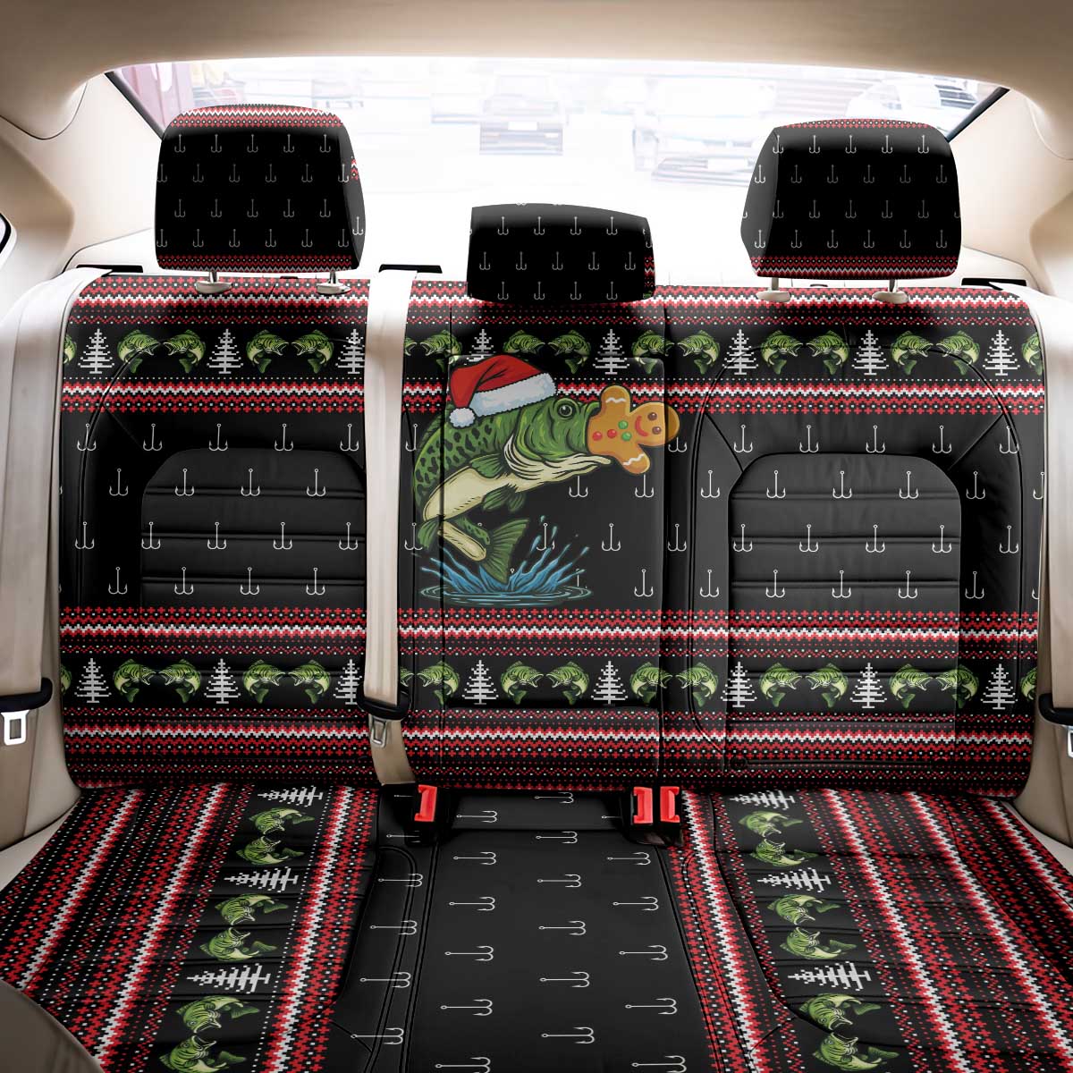 Merry Fishmas Christmas Back Car Seat Cover Xmas Holiday Patterns - Wonder Print Shop