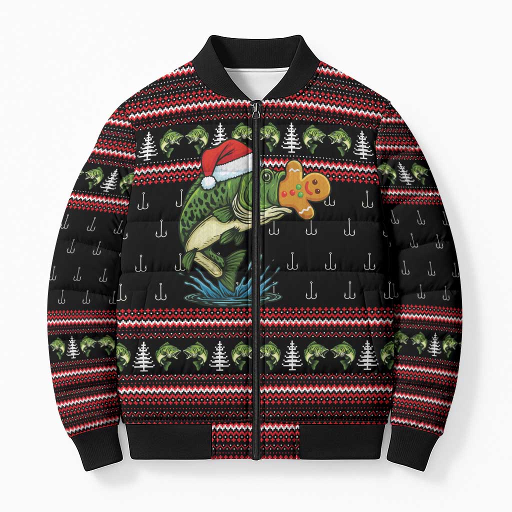 Merry Fishmas Christmas Bomber Puffer Jacket Xmas Holiday Patterns - Wonder Print Shop