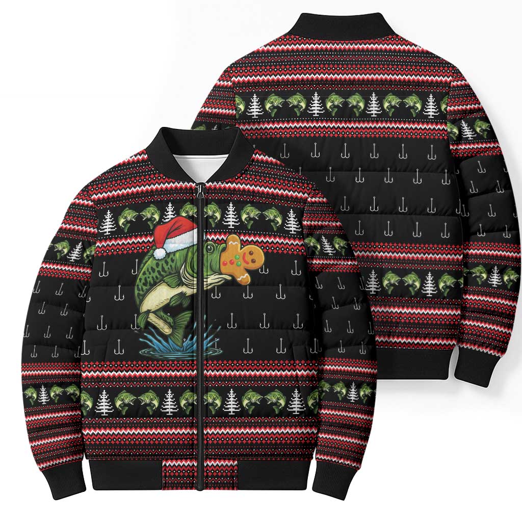 Merry Fishmas Christmas Bomber Puffer Jacket Xmas Holiday Patterns - Wonder Print Shop