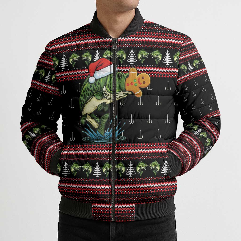 Merry Fishmas Christmas Bomber Puffer Jacket Xmas Holiday Patterns - Wonder Print Shop