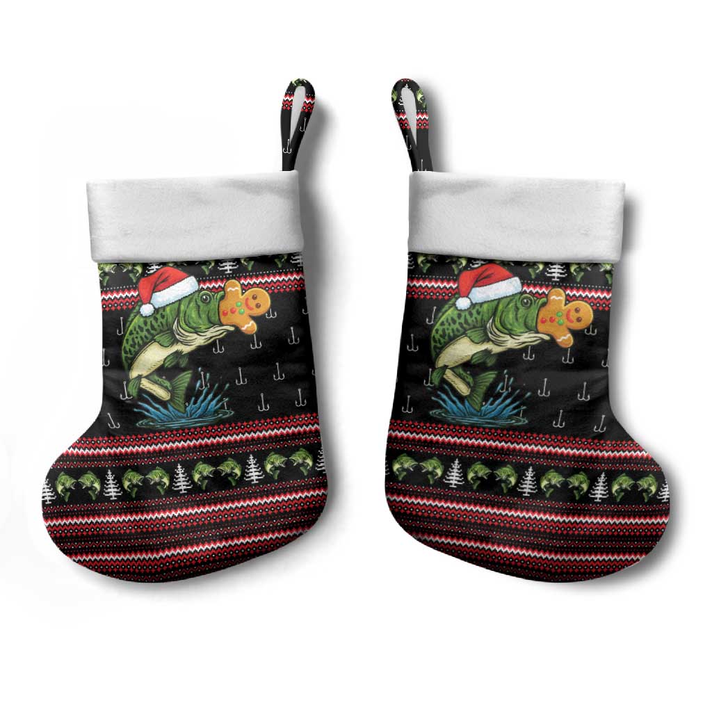 Merry Fishmas Christmas Stocking Xmas Holiday Patterns - Wonder Print Shop
