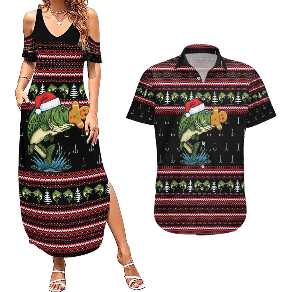 Merry Fishmas Christmas Couples Matching Summer Maxi Dress and Hawaiian Shirt Xmas Holiday Patterns - Wonder Print Shop