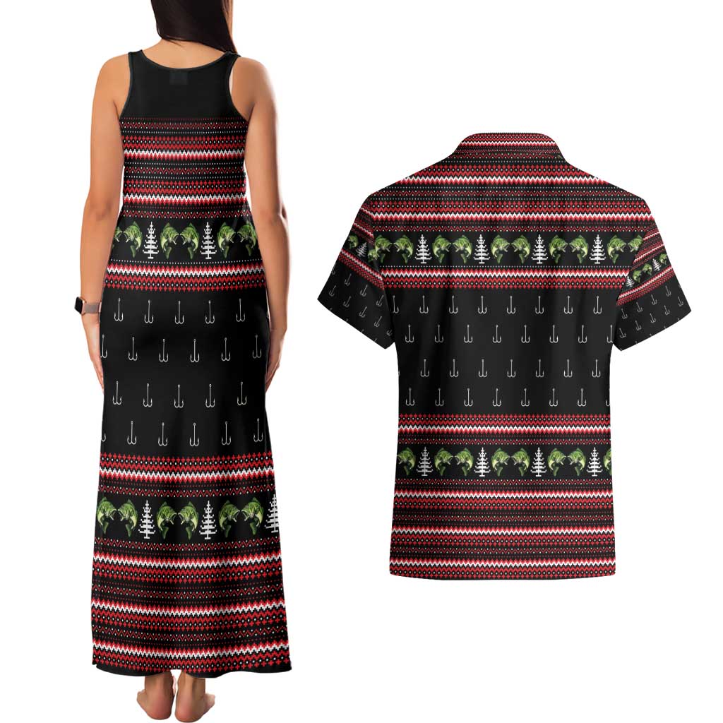 Merry Fishmas Christmas Couples Matching Tank Maxi Dress and Hawaiian Shirt Xmas Holiday Patterns - Wonder Print Shop