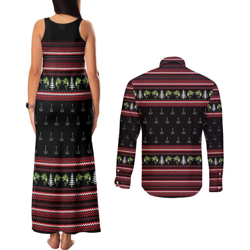 Merry Fishmas Christmas Couples Matching Tank Maxi Dress and Long Sleeve Button Shirt Xmas Holiday Patterns - Wonder Print Shop