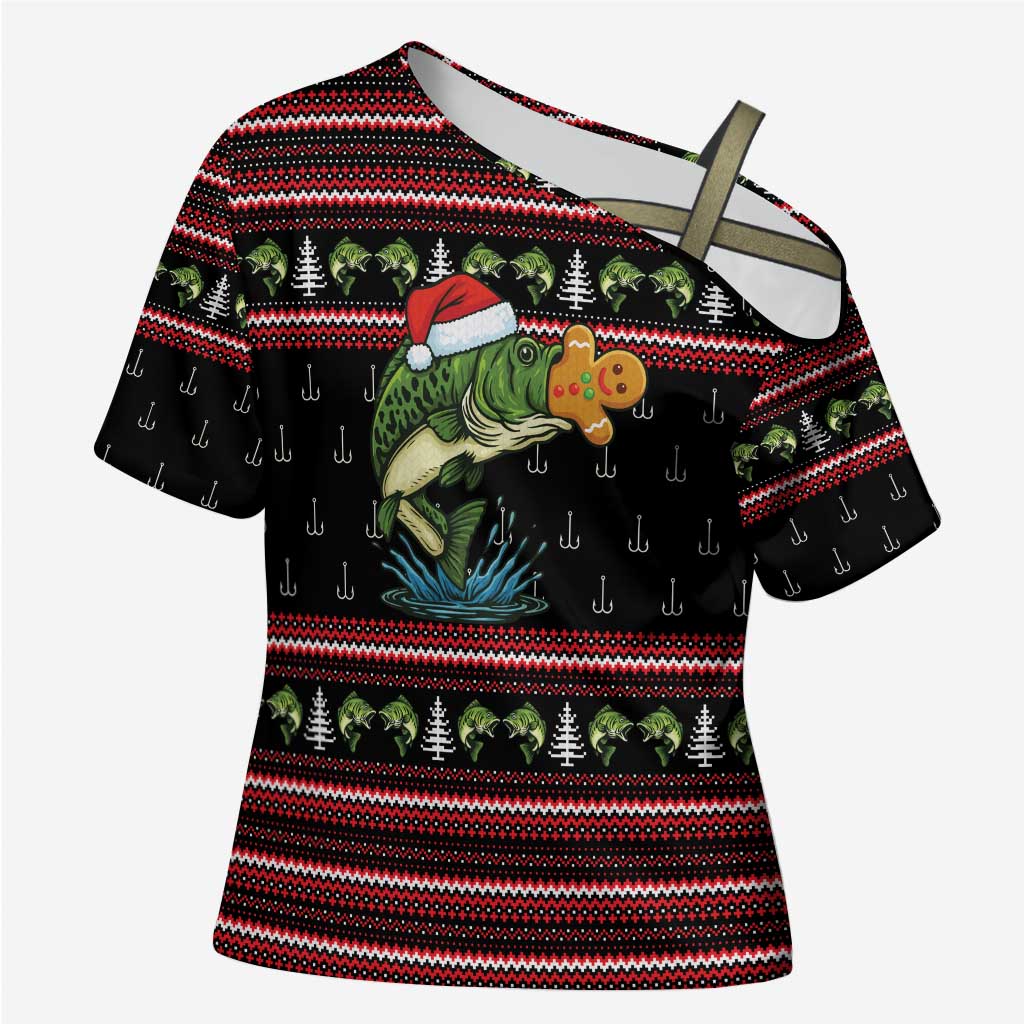 Merry Fishmas Christmas Cross Shoulder Shirt Xmas Holiday Patterns - Wonder Print Shop