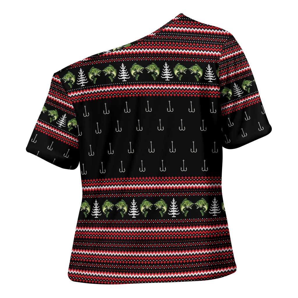 Merry Fishmas Christmas Cross Shoulder Shirt Xmas Holiday Patterns - Wonder Print Shop