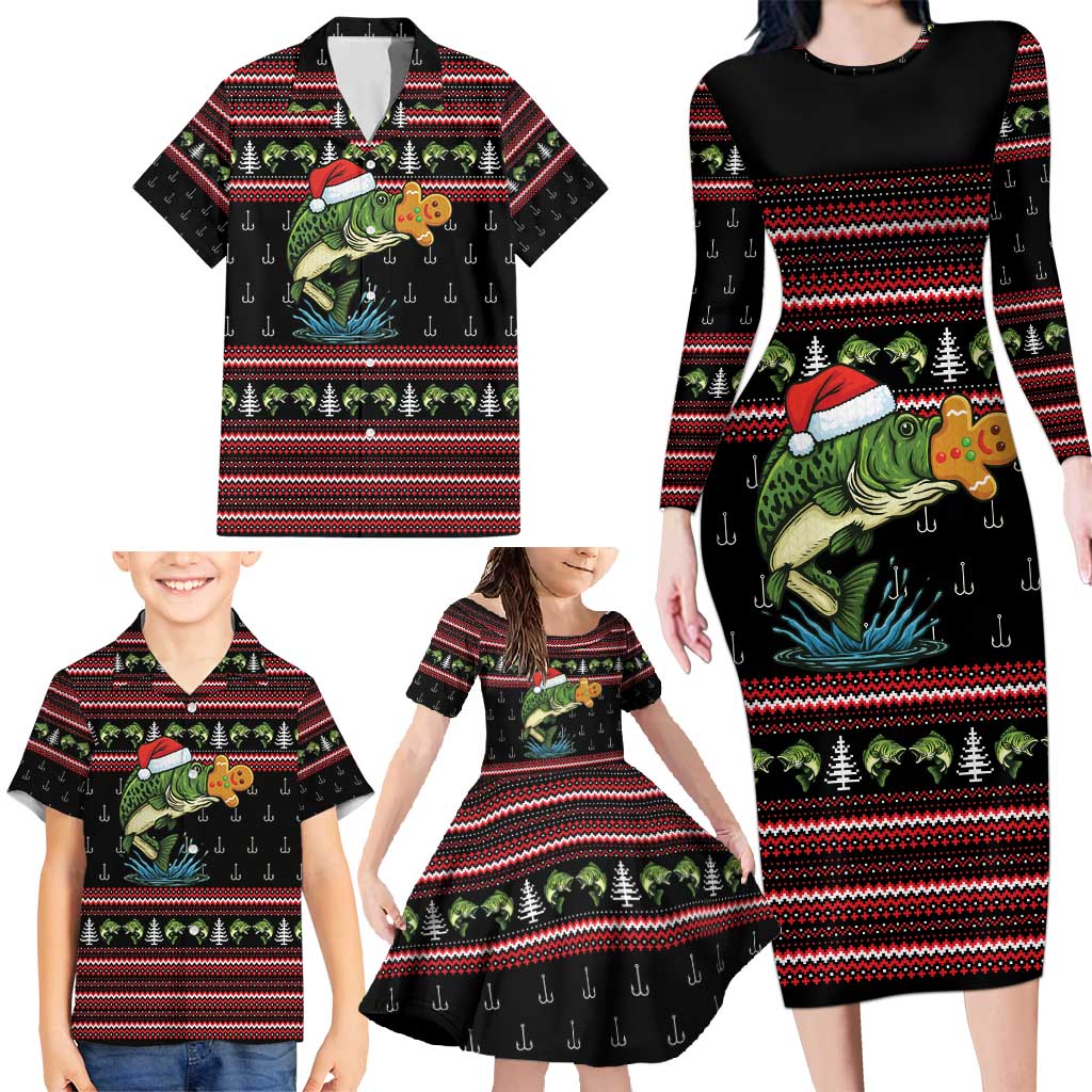 Merry Fishmas Christmas Family Matching Long Sleeve Bodycon Dress and Hawaiian Shirt Xmas Holiday Patterns - Wonder Print Shop
