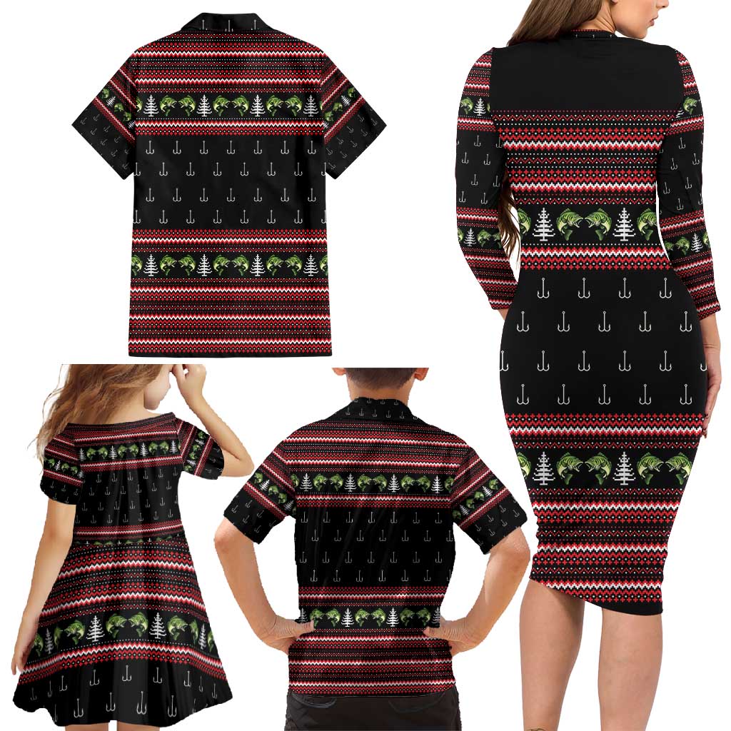 Merry Fishmas Christmas Family Matching Long Sleeve Bodycon Dress and Hawaiian Shirt Xmas Holiday Patterns - Wonder Print Shop