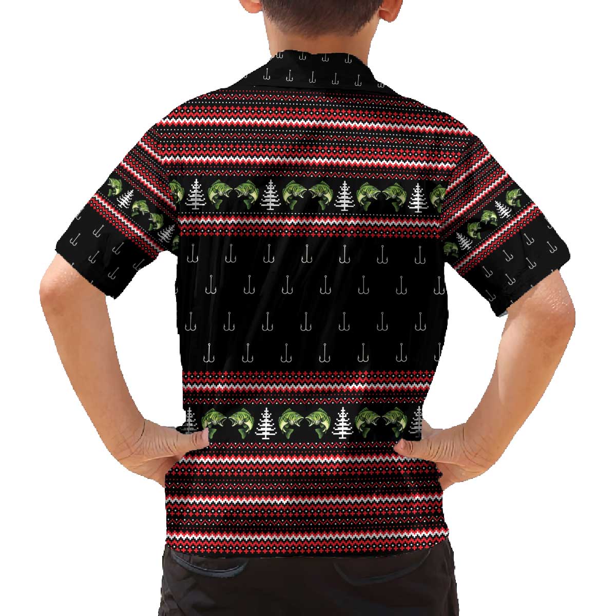 Merry Fishmas Christmas Family Matching Off The Shoulder Long Sleeve Dress and Hawaiian Shirt Xmas Holiday Patterns - Wonder Print Shop