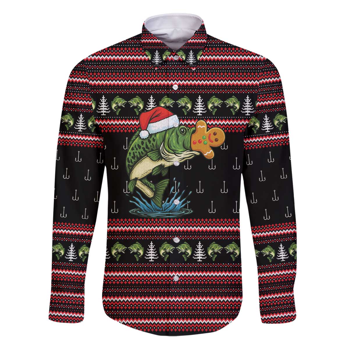 Merry Fishmas Christmas Family Matching Off The Shoulder Long Sleeve Dress and Hawaiian Shirt Xmas Holiday Patterns - Wonder Print Shop