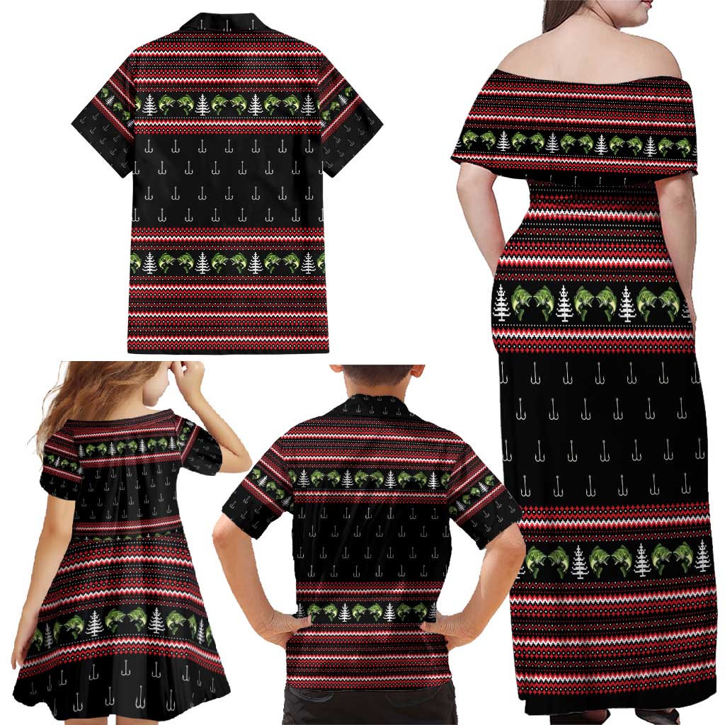 Merry Fishmas Christmas Family Matching Off Shoulder Maxi Dress and Hawaiian Shirt Xmas Holiday Patterns - Wonder Print Shop