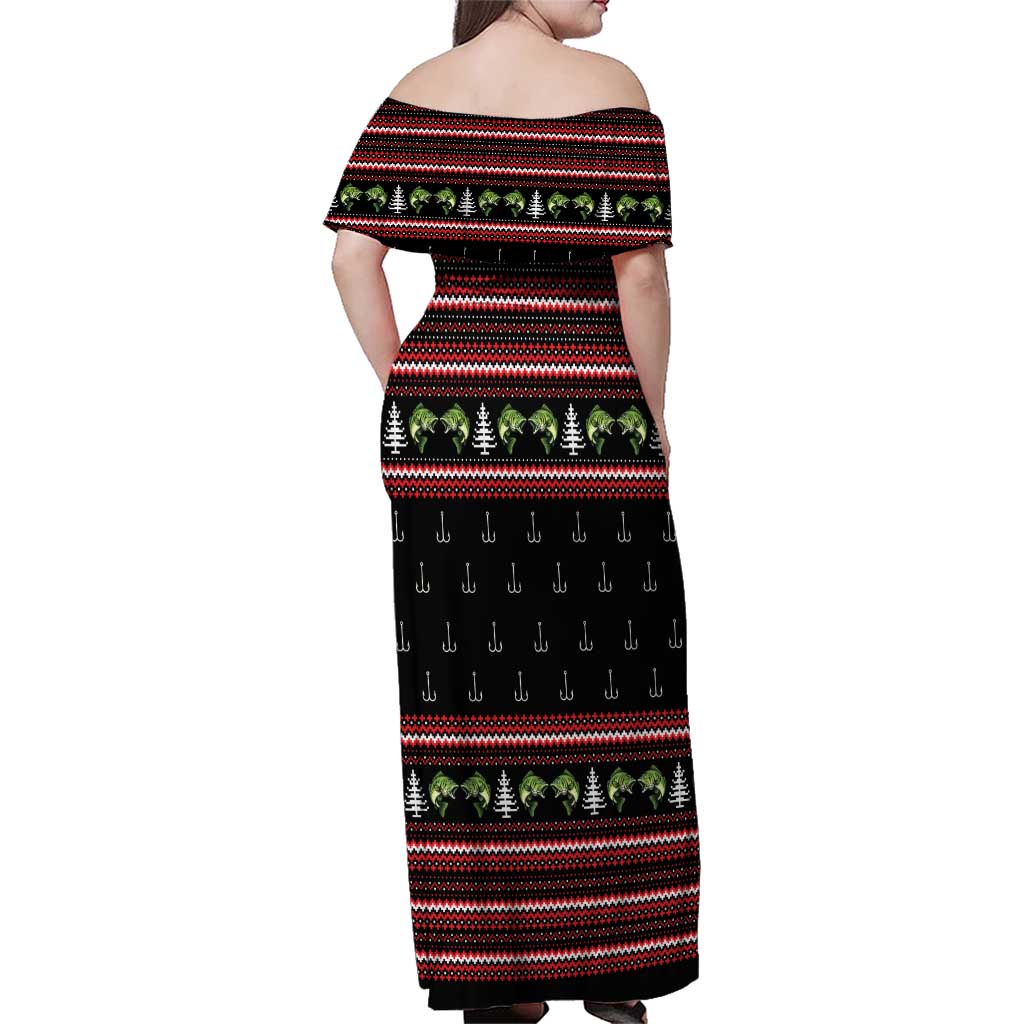 Merry Fishmas Christmas Family Matching Off Shoulder Maxi Dress and Hawaiian Shirt Xmas Holiday Patterns - Wonder Print Shop