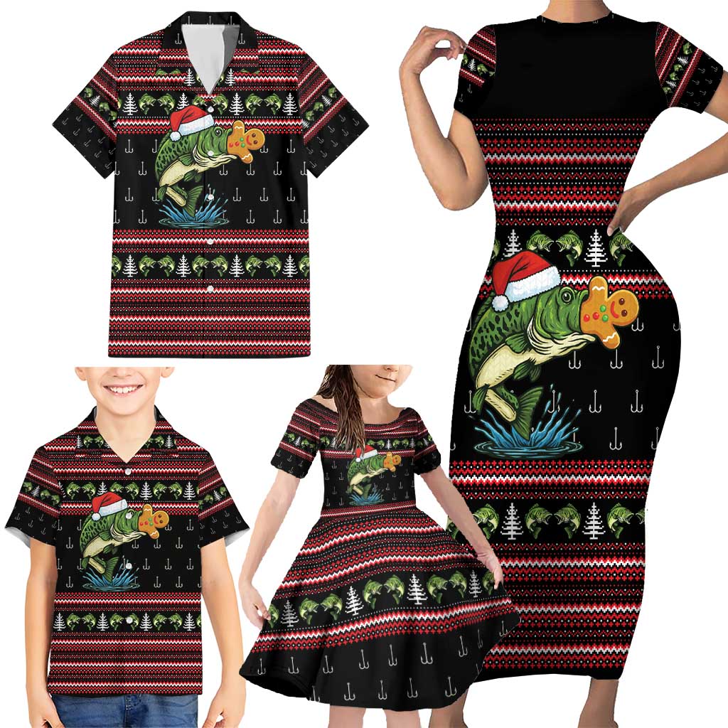 Merry Fishmas Christmas Family Matching Short Sleeve Bodycon Dress and Hawaiian Shirt Xmas Holiday Patterns - Wonder Print Shop