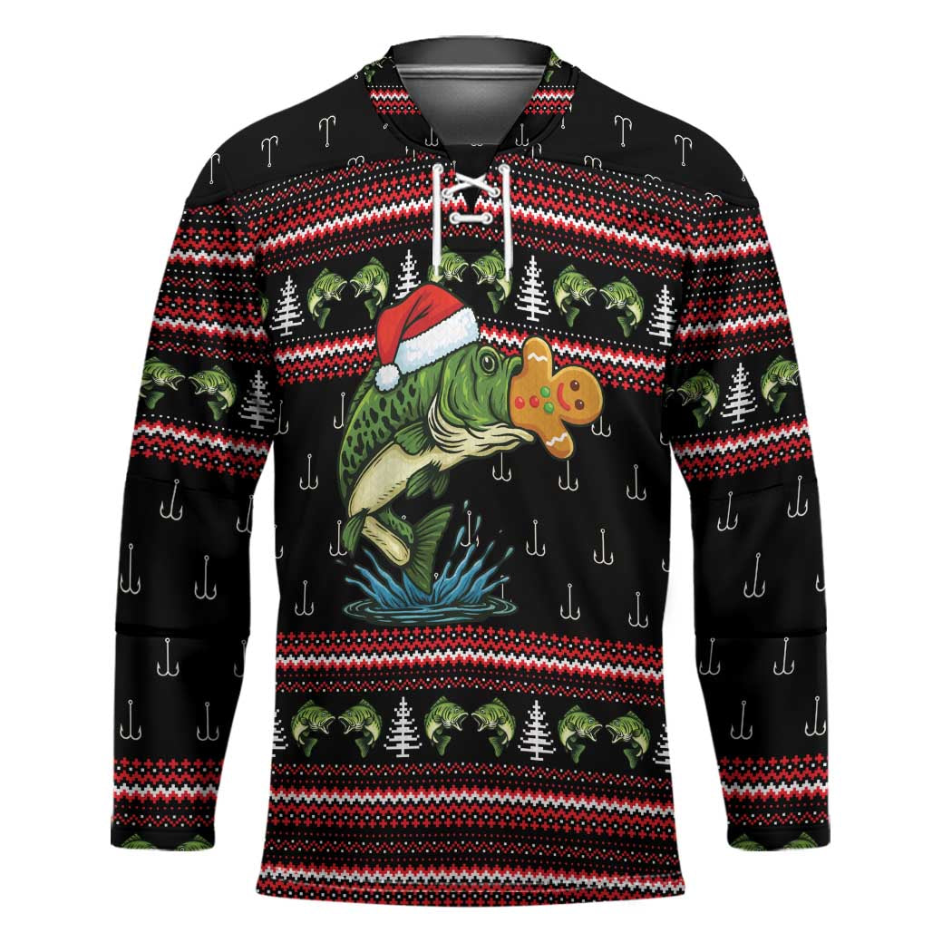 Merry Fishmas Christmas Hockey Jersey Xmas Holiday Patterns - Wonder Print Shop