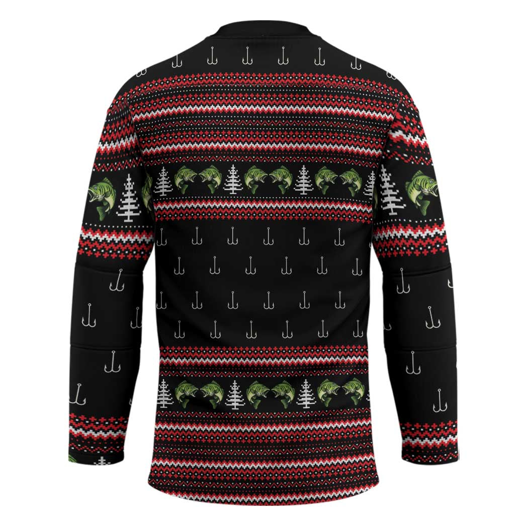 Merry Fishmas Christmas Hockey Jersey Xmas Holiday Patterns - Wonder Print Shop