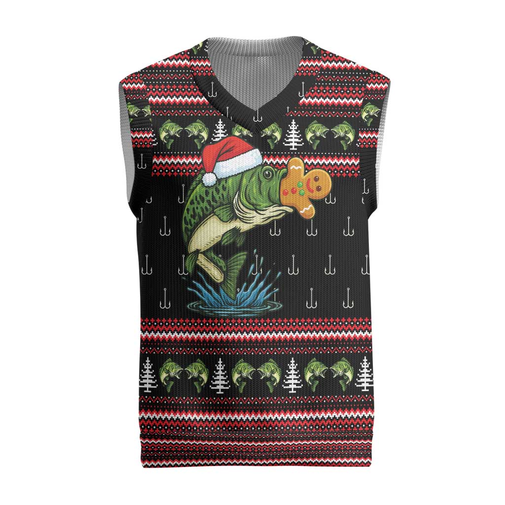 Merry Fishmas Christmas Knitted V-Neck Vest Xmas Holiday Patterns - Wonder Print Shop