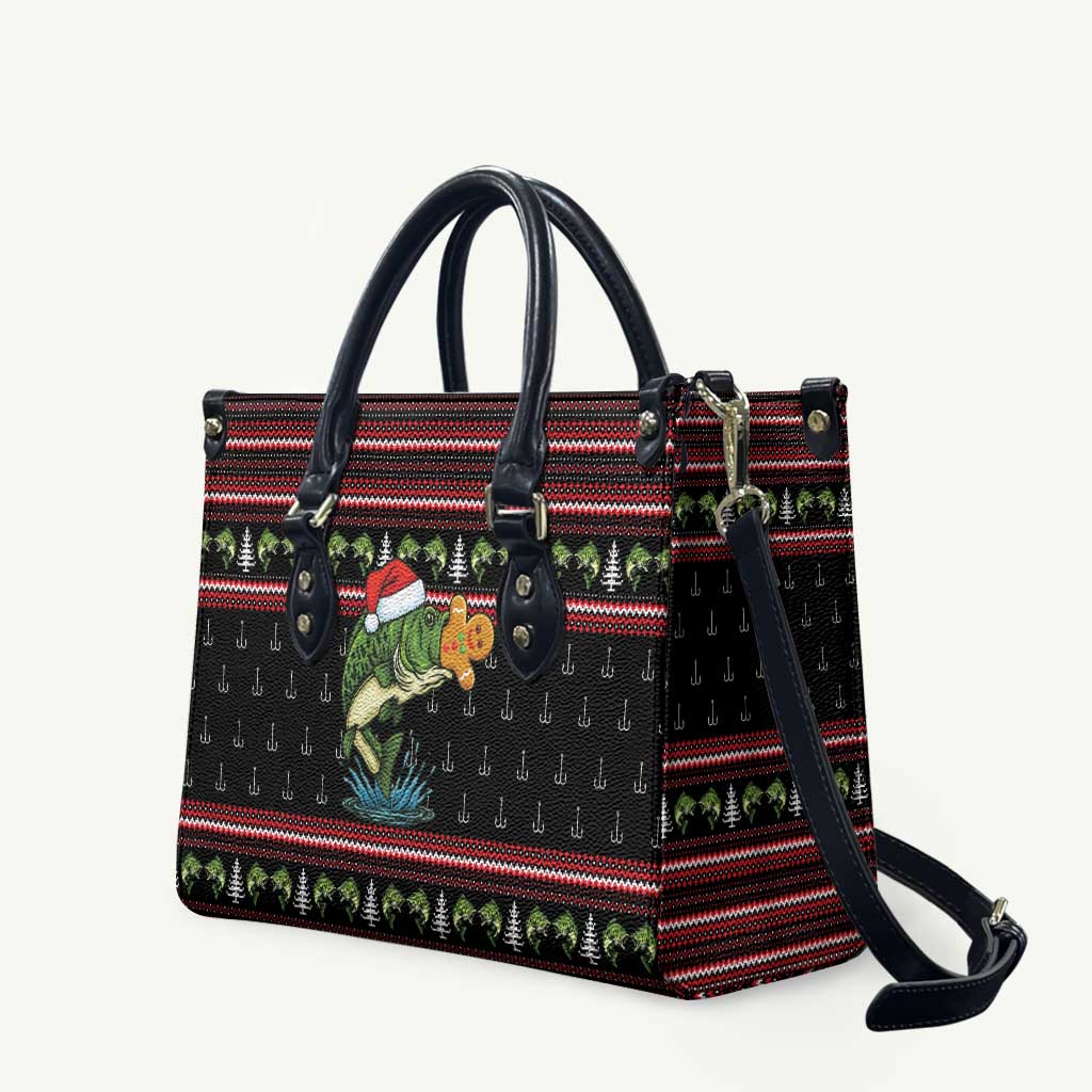 Merry Fishmas Christmas Leather Bag Xmas Holiday Patterns - Wonder Print Shop