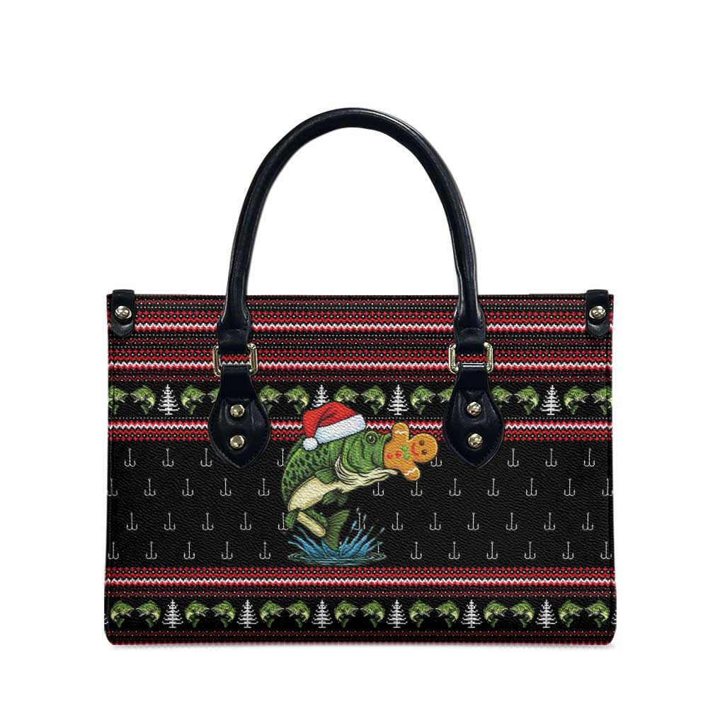 Merry Fishmas Christmas Leather Bag Xmas Holiday Patterns - Wonder Print Shop
