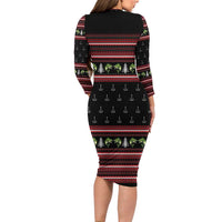 Merry Fishmas Christmas Long Sleeve Bodycon Dress Xmas Holiday Patterns - Wonder Print Shop