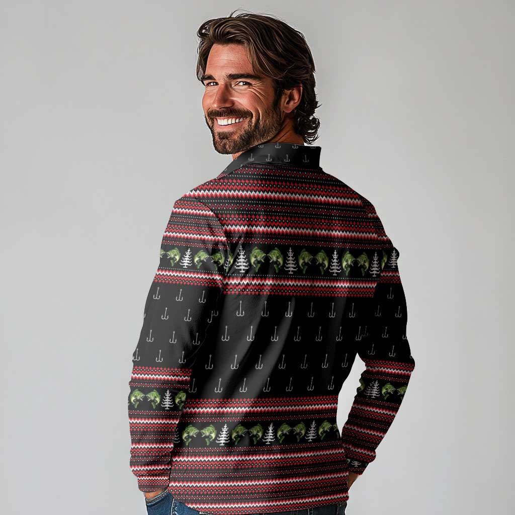 Merry Fishmas Christmas Long Sleeve Polo Shirt Xmas Holiday Patterns - Wonder Print Shop