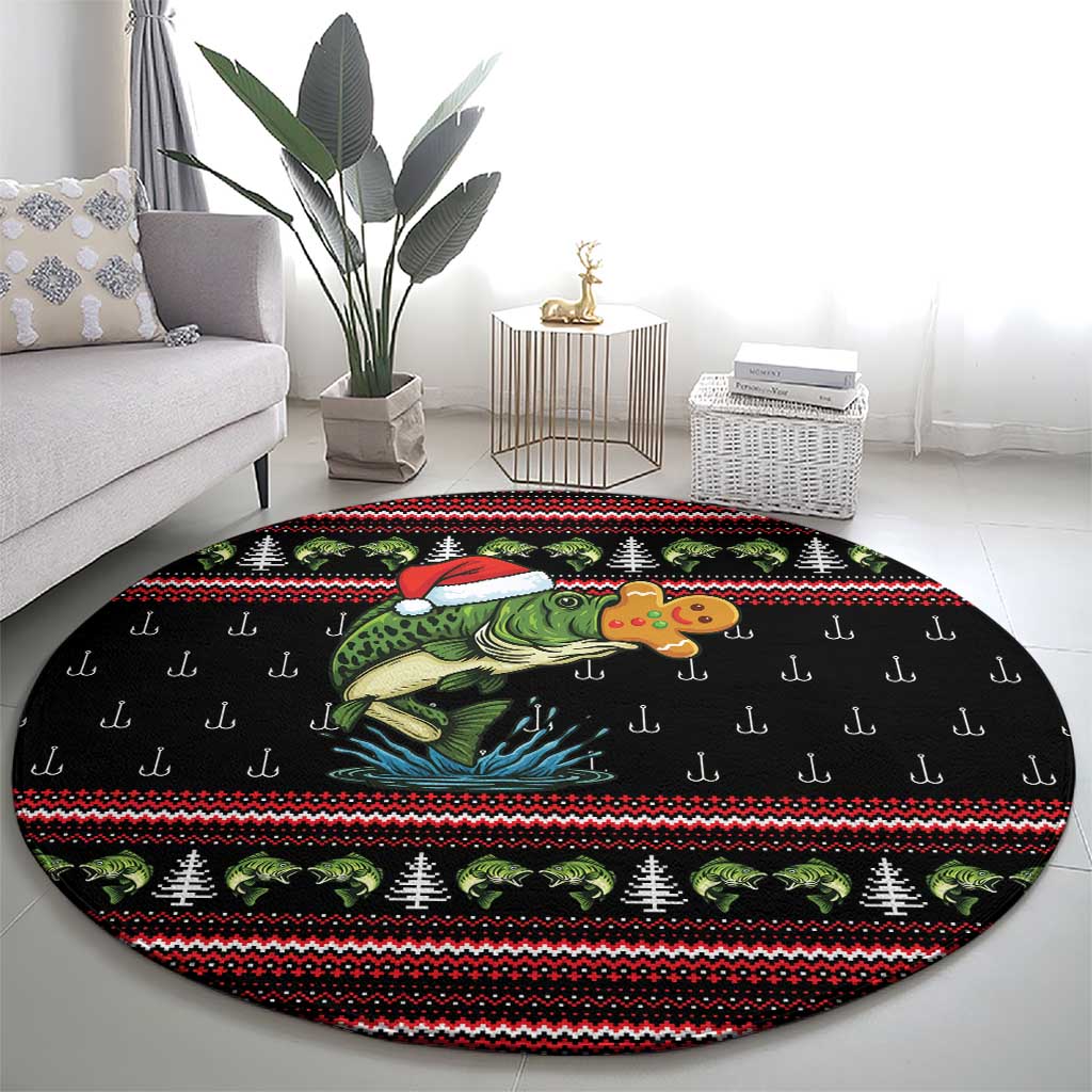 Merry Fishmas Christmas Round Carpet Xmas Holiday Patterns - Wonder Print Shop