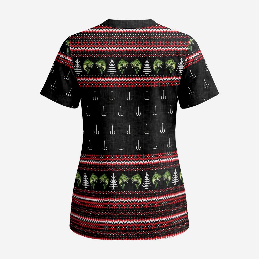 Merry Fishmas Christmas Scrub Top Xmas Holiday Patterns - Wonder Print Shop