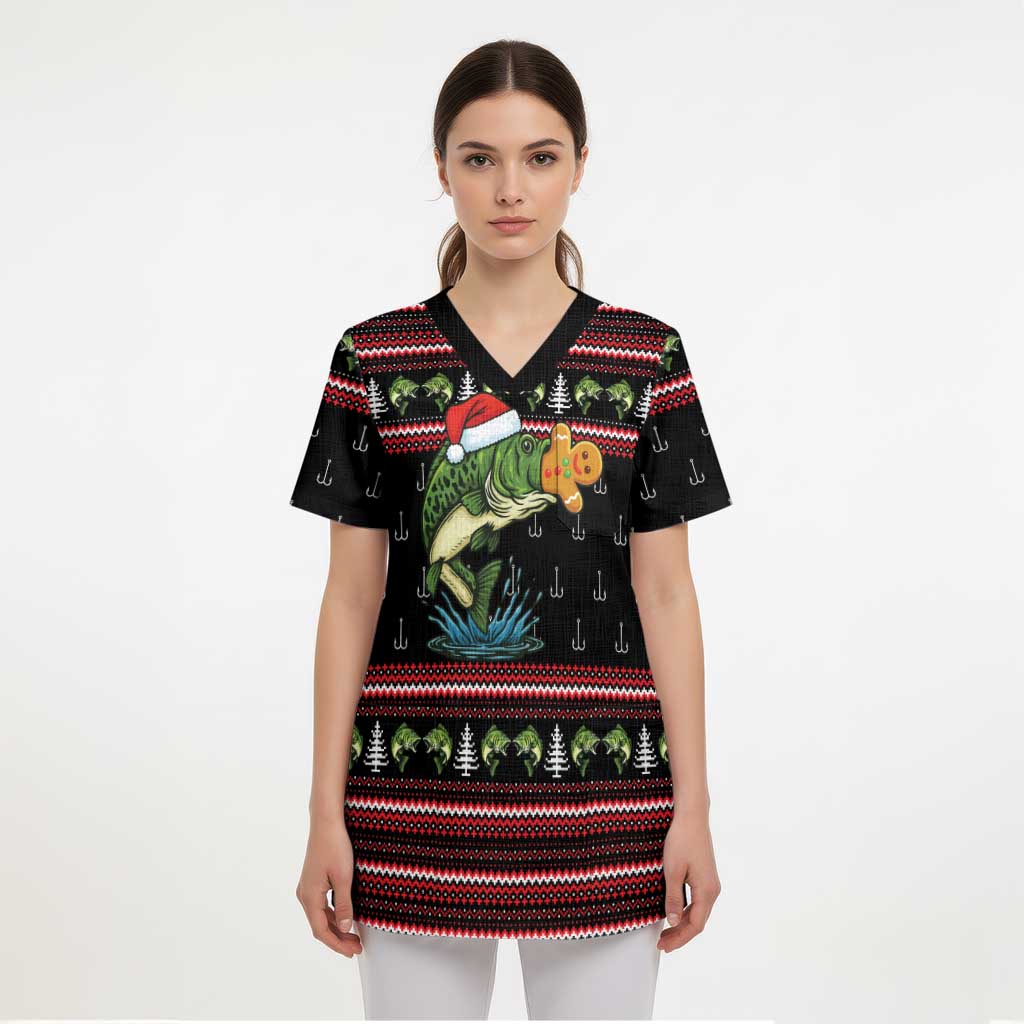 Merry Fishmas Christmas Scrub Top Xmas Holiday Patterns - Wonder Print Shop