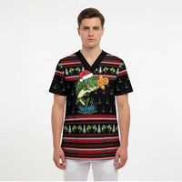 Merry Fishmas Christmas Scrub Top Xmas Holiday Patterns - Wonder Print Shop
