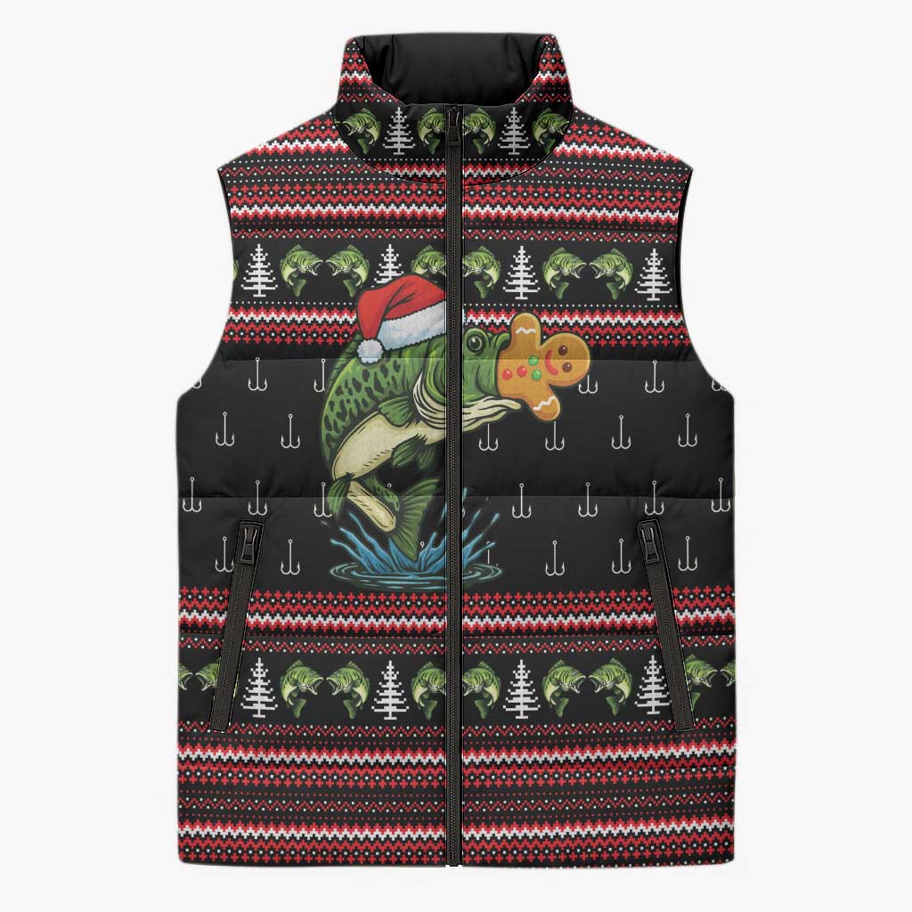 Merry Fishmas Christmas Sleeveless Puffer Jacket Xmas Holiday Patterns - Wonder Print Shop
