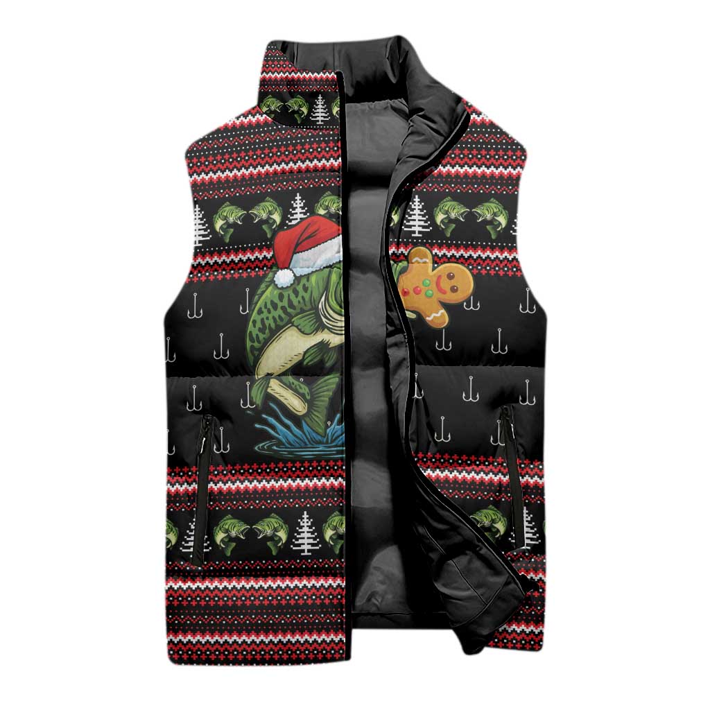 Merry Fishmas Christmas Sleeveless Puffer Jacket Xmas Holiday Patterns - Wonder Print Shop