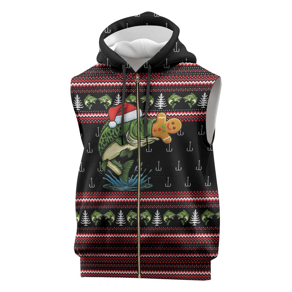 Merry Fishmas Christmas Sleeveless Zip Hoodie Xmas Holiday Patterns - Wonder Print Shop