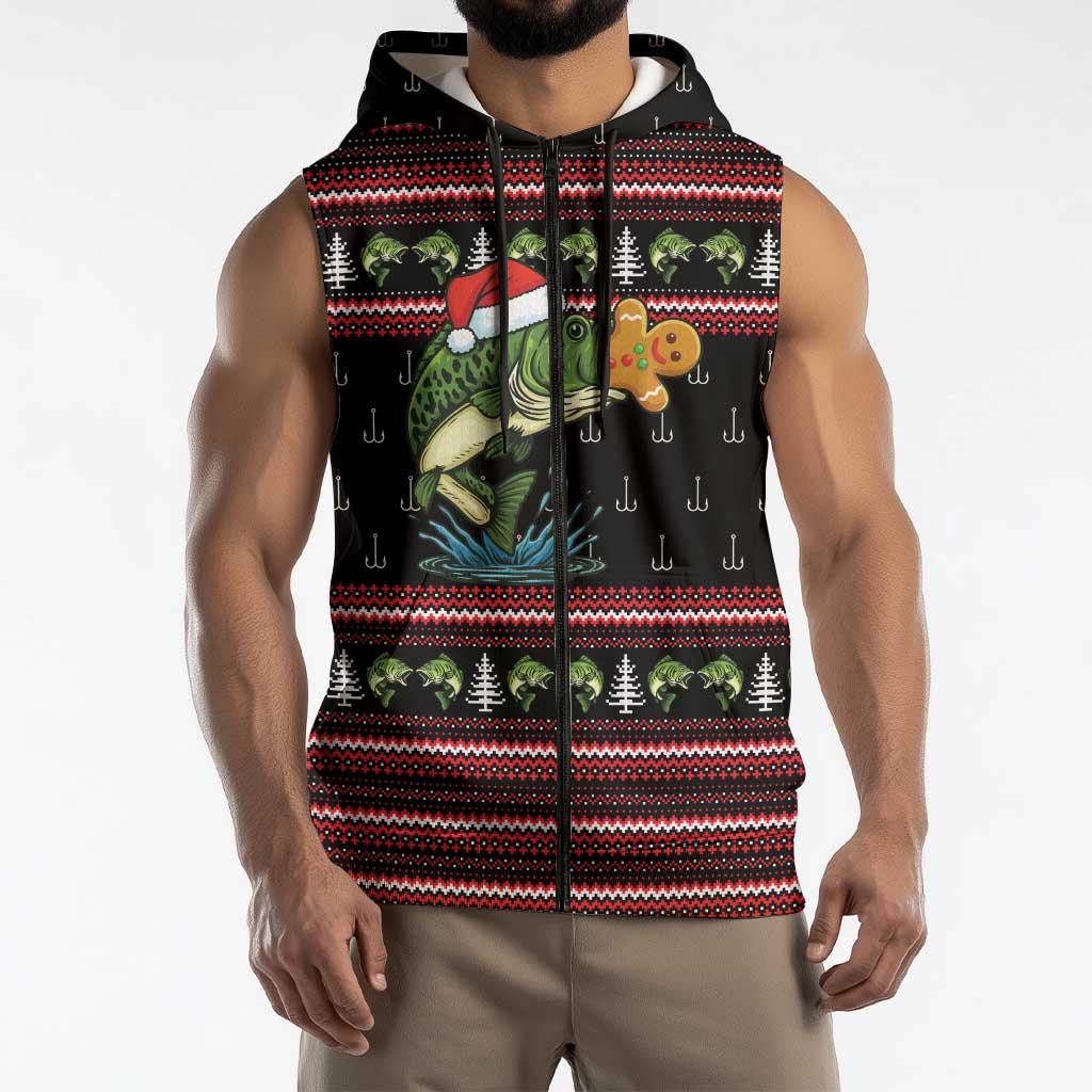 Merry Fishmas Christmas Sleeveless Zip Hoodie Xmas Holiday Patterns - Wonder Print Shop