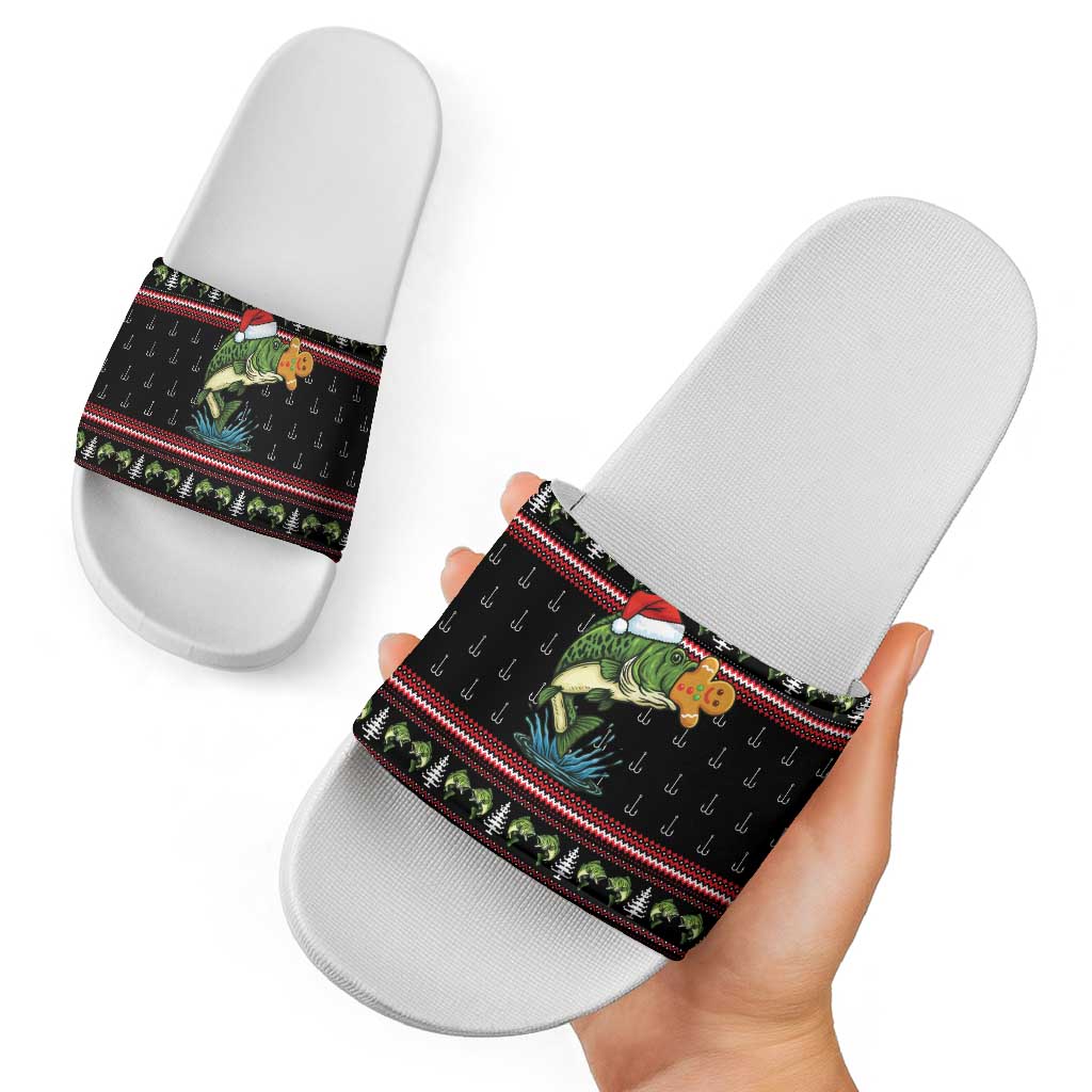 Merry Fishmas Christmas Slide Sandals Xmas Holiday Patterns - Wonder Print Shop