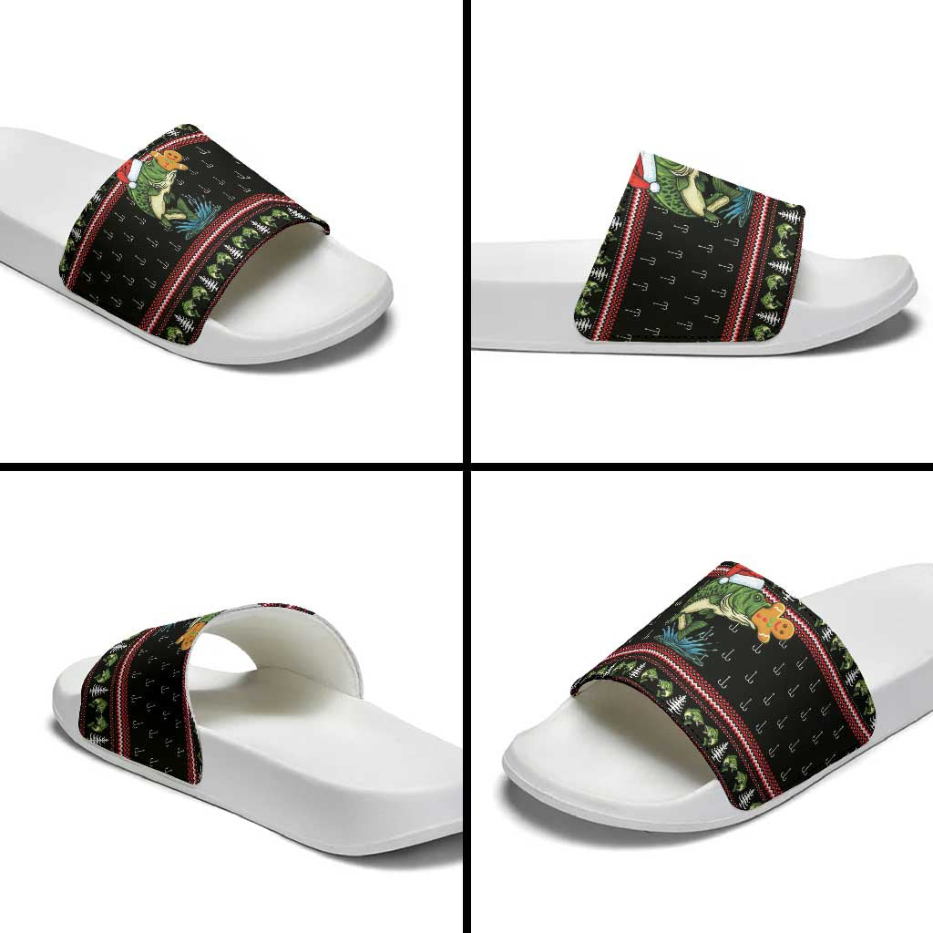 Merry Fishmas Christmas Slide Sandals Xmas Holiday Patterns - Wonder Print Shop