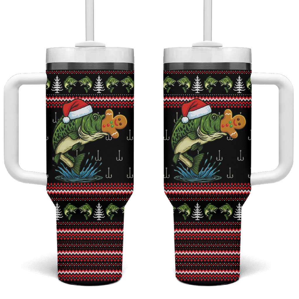 Merry Fishmas Christmas Tumbler With Handle Xmas Holiday Patterns - Wonder Print Shop