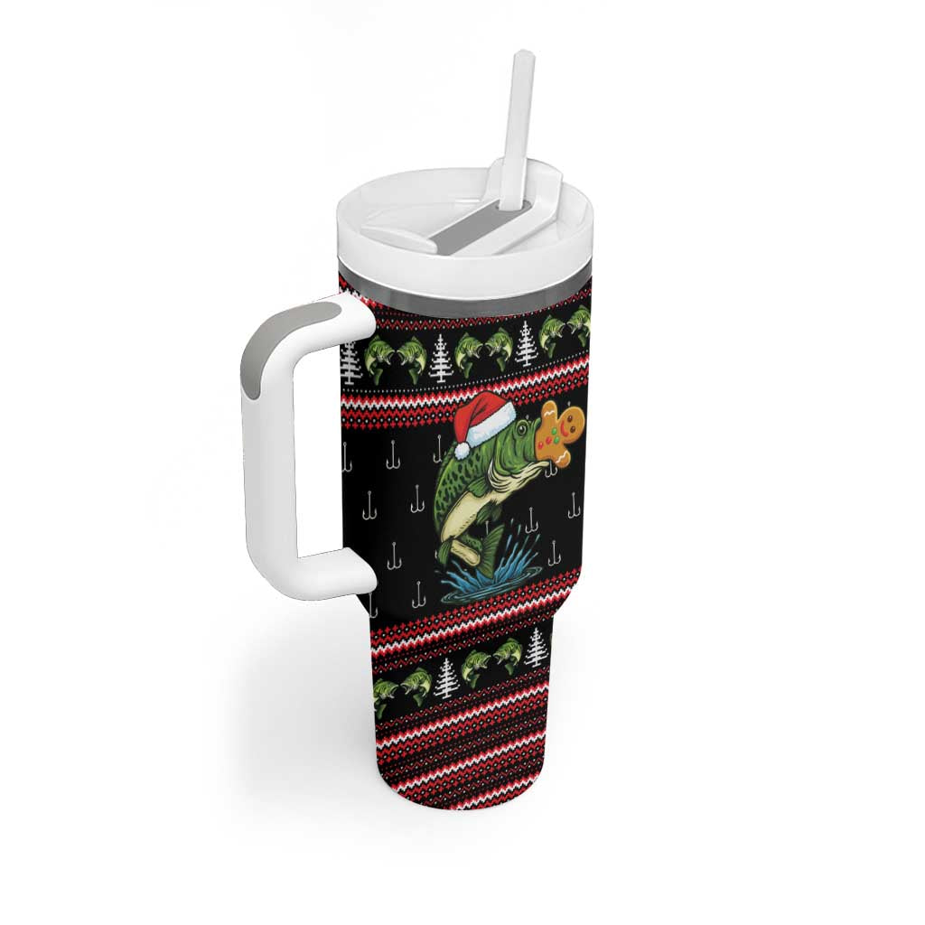 Merry Fishmas Christmas Tumbler With Handle Xmas Holiday Patterns - Wonder Print Shop