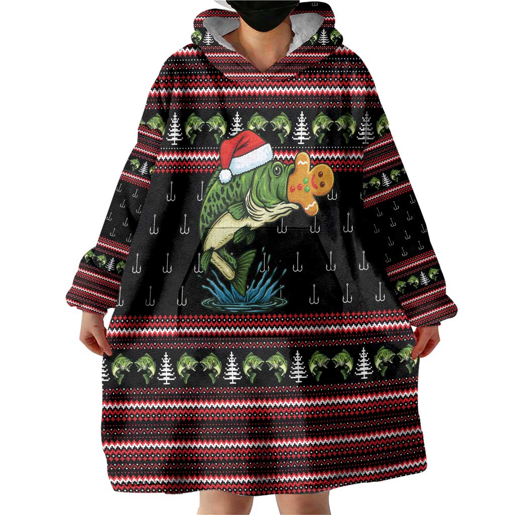Merry Fishmas Christmas Wearable Blanket Hoodie Xmas Holiday Patterns - Wonder Print Shop