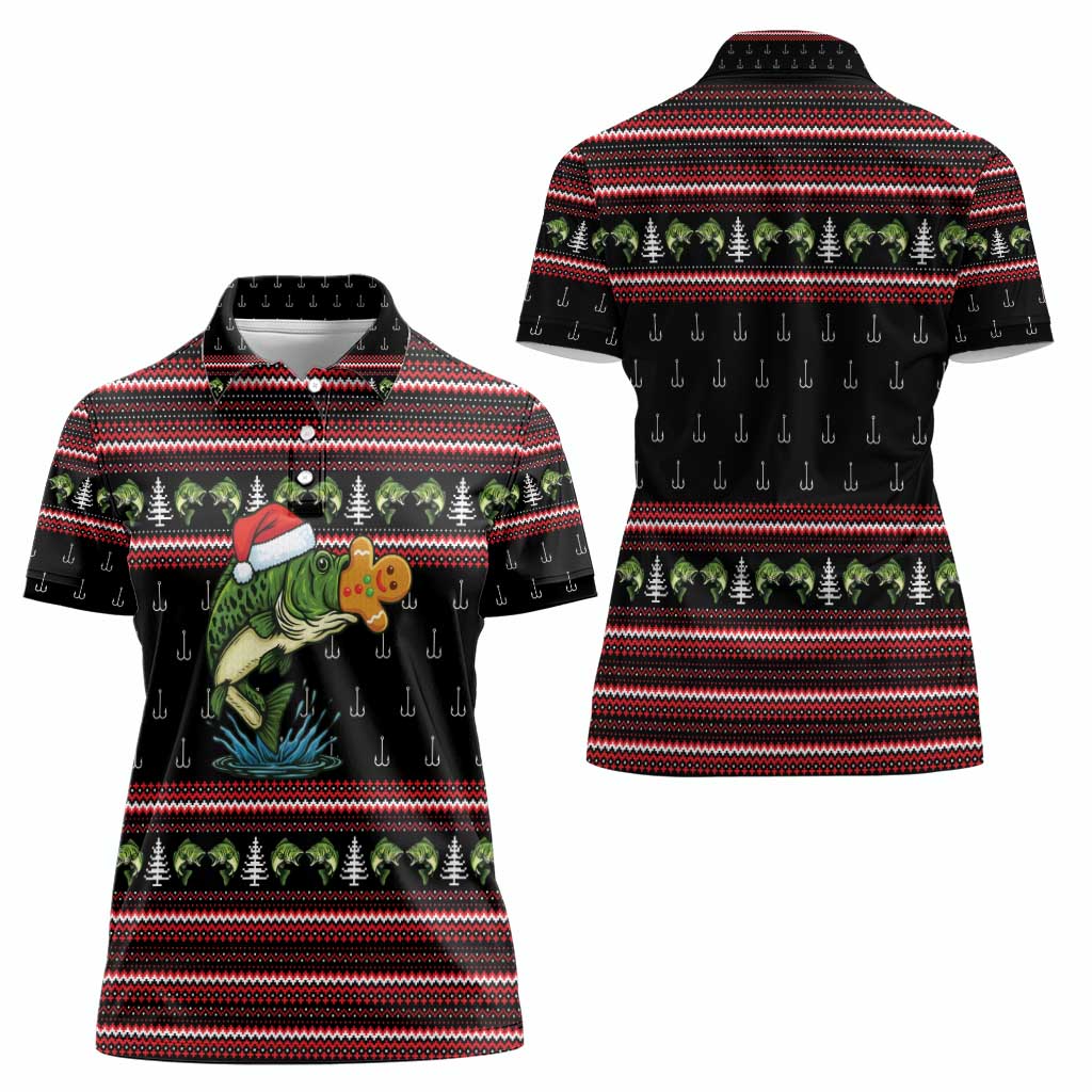 Merry Fishmas Christmas Women Polo Shirt Xmas Holiday Patterns - Wonder Print Shop