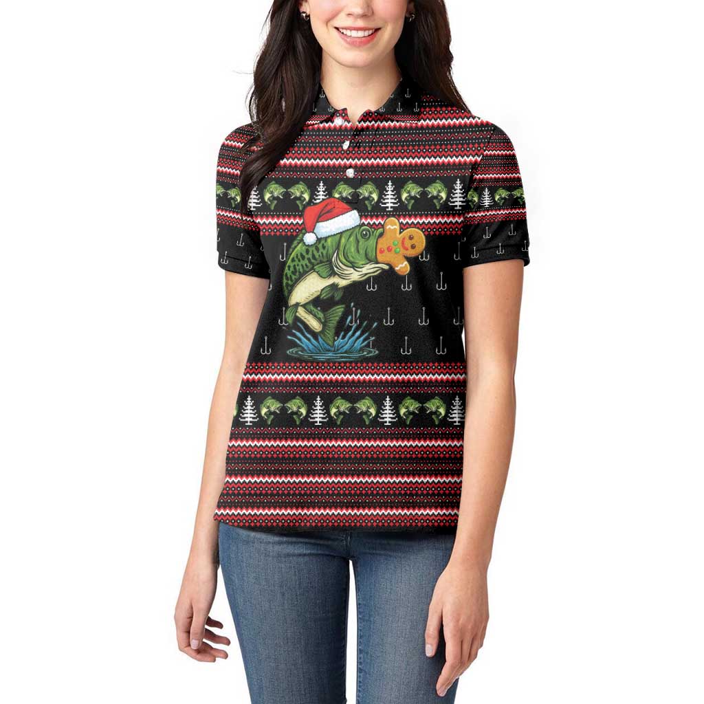 Merry Fishmas Christmas Women Polo Shirt Xmas Holiday Patterns - Wonder Print Shop