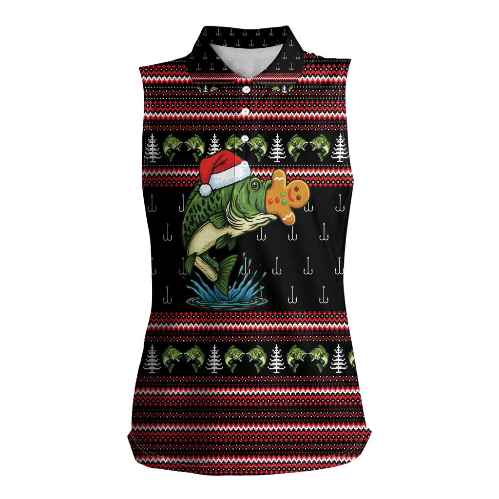 Merry Fishmas Christmas Women Sleeveless Polo Shirt Xmas Holiday Patterns - Wonder Print Shop