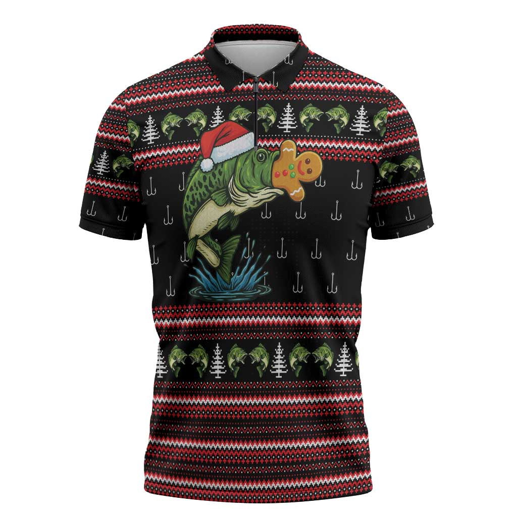 Merry Fishmas Christmas Zipper Polo Shirt Xmas Holiday Patterns - Wonder Print Shop