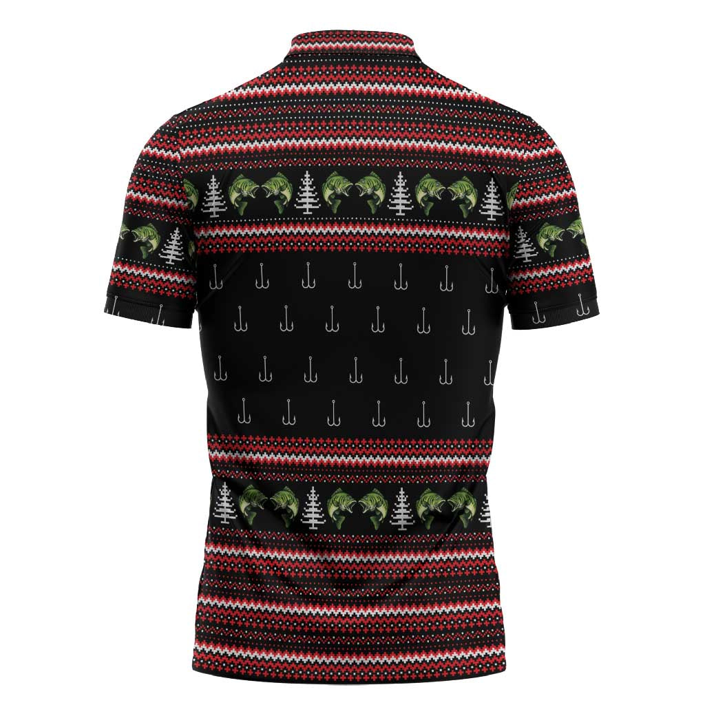 Merry Fishmas Christmas Zipper Polo Shirt Xmas Holiday Patterns - Wonder Print Shop