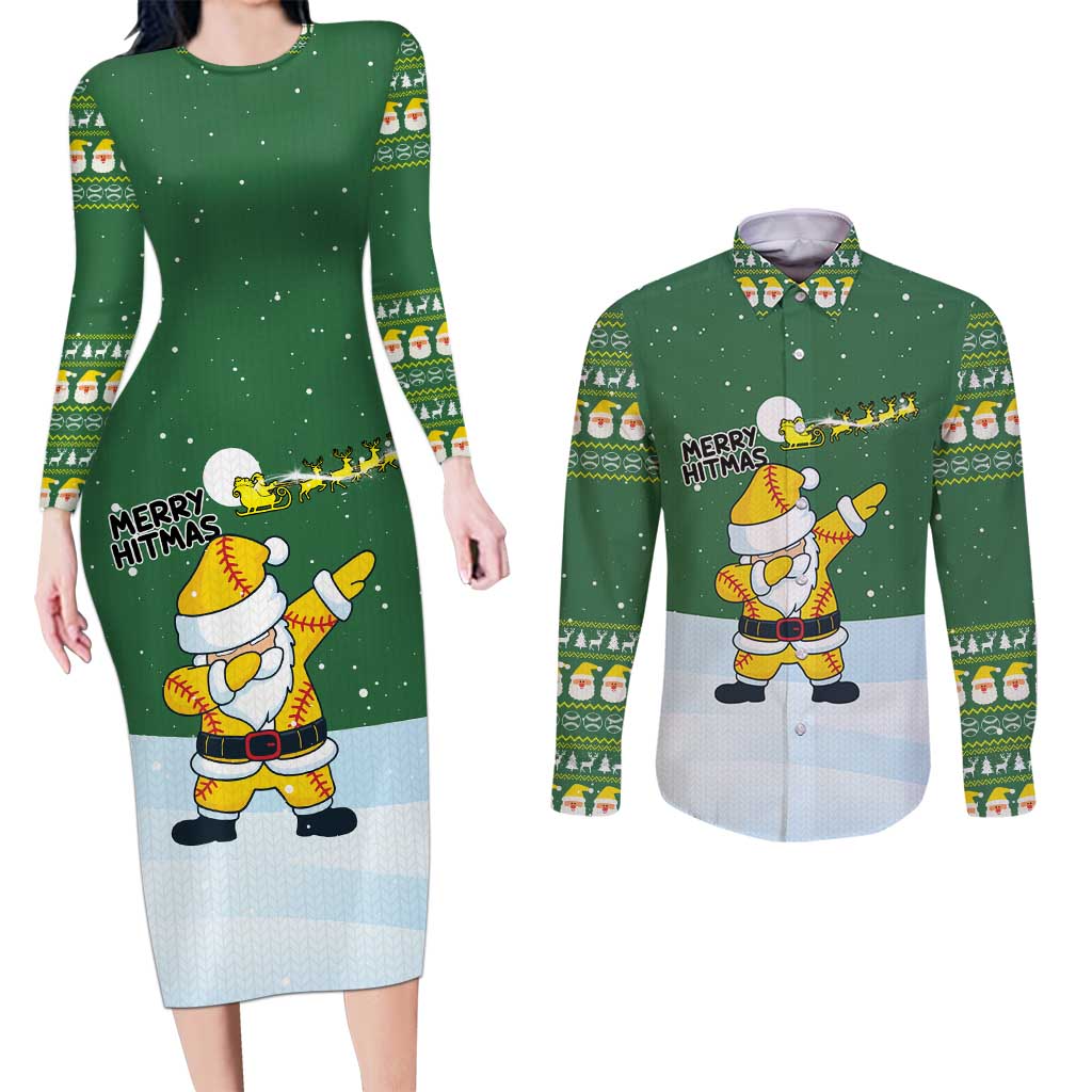 Merry Hitsmas Christmas Yall Christmas Couples Matching Long Sleeve Bodycon Dress and Long Sleeve Button Shirt Xmas Holiday Patterns - Wonder Print Shop