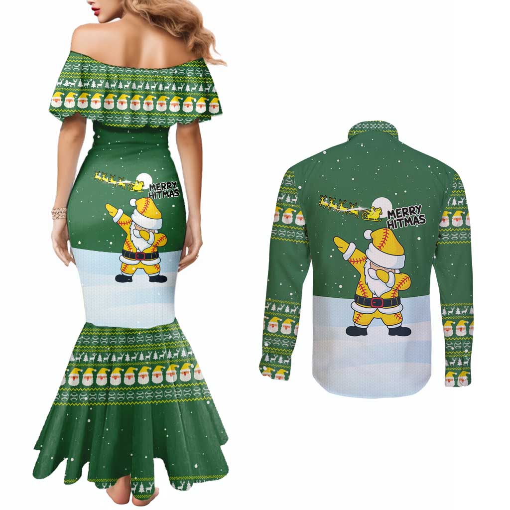 Merry Hitsmas Christmas Yall Christmas Couples Matching Mermaid Dress and Long Sleeve Button Shirt Xmas Holiday Patterns - Wonder Print Shop
