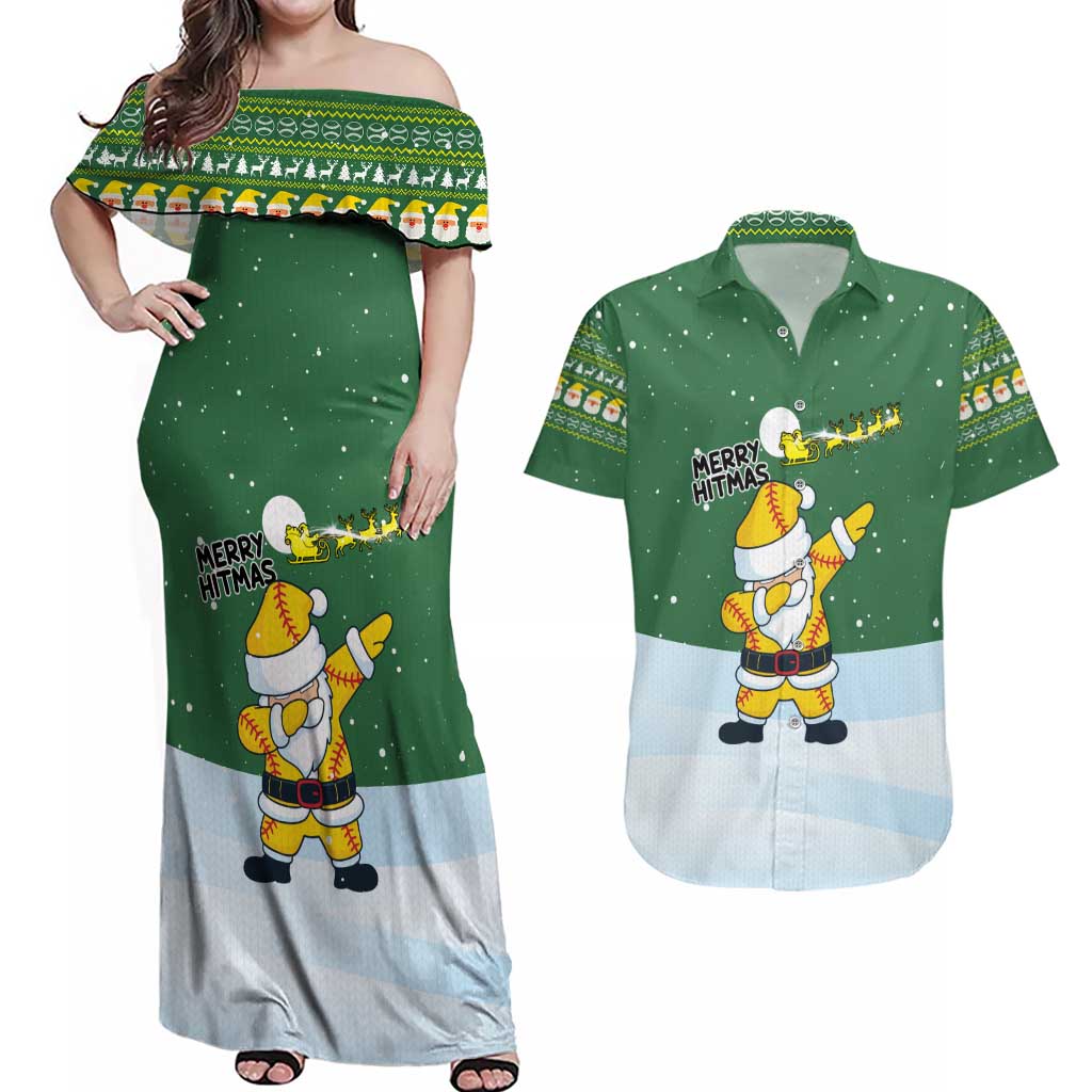 Merry Hitsmas Christmas Yall Christmas Couples Matching Off Shoulder Maxi Dress and Hawaiian Shirt Xmas Holiday Patterns - Wonder Print Shop