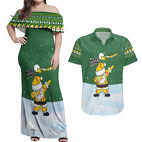 Merry Hitsmas Christmas Yall Christmas Couples Matching Off Shoulder Maxi Dress and Hawaiian Shirt Xmas Holiday Patterns - Wonder Print Shop