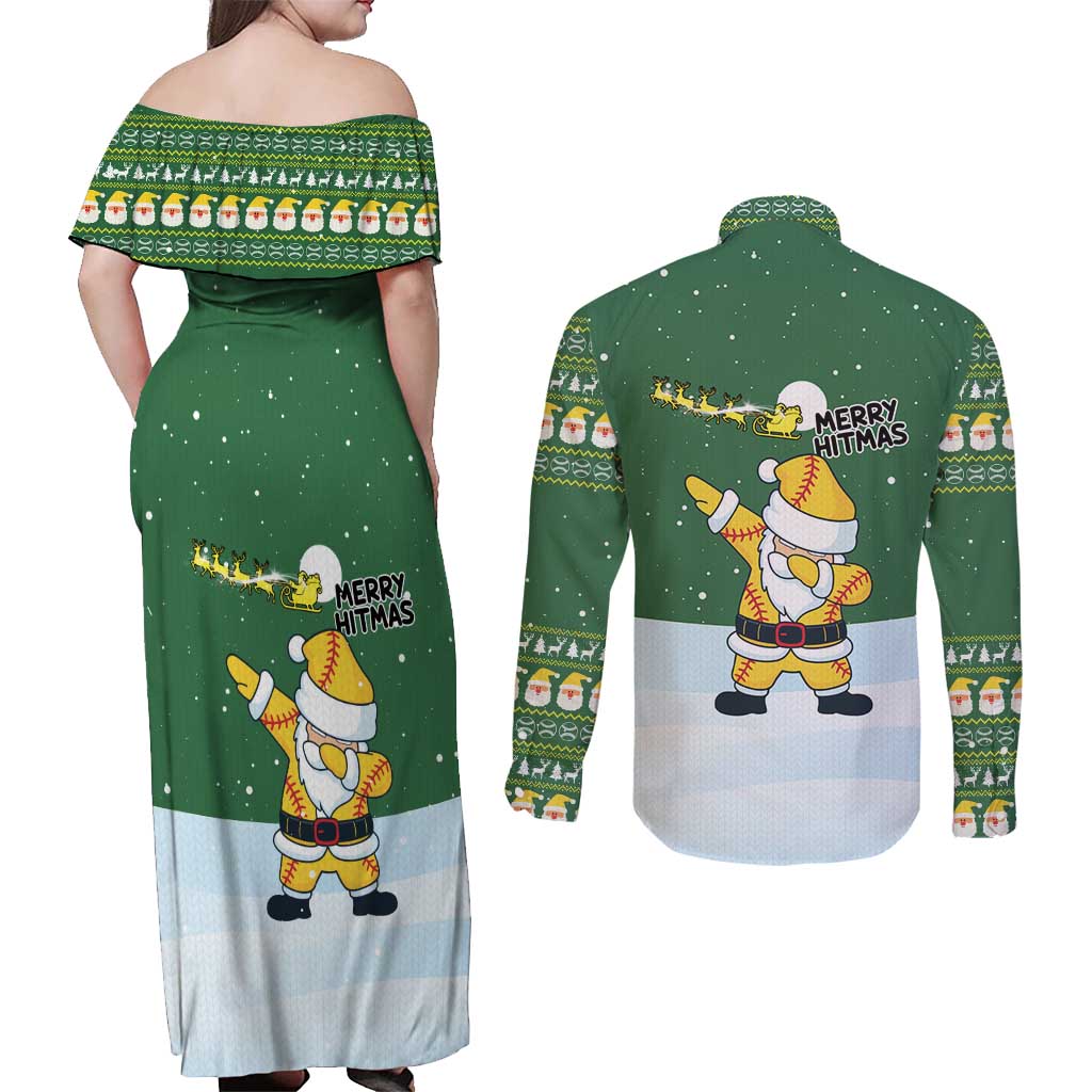 Merry Hitsmas Christmas Yall Christmas Couples Matching Off Shoulder Maxi Dress and Long Sleeve Button Shirt Xmas Holiday Patterns - Wonder Print Shop